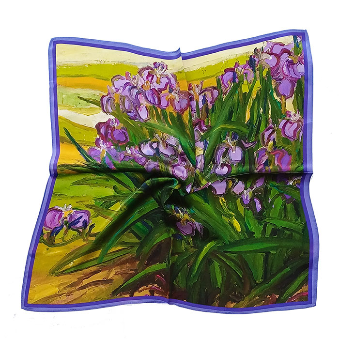 Pañuelo de seda de mujer verde y violeta Julunggul
