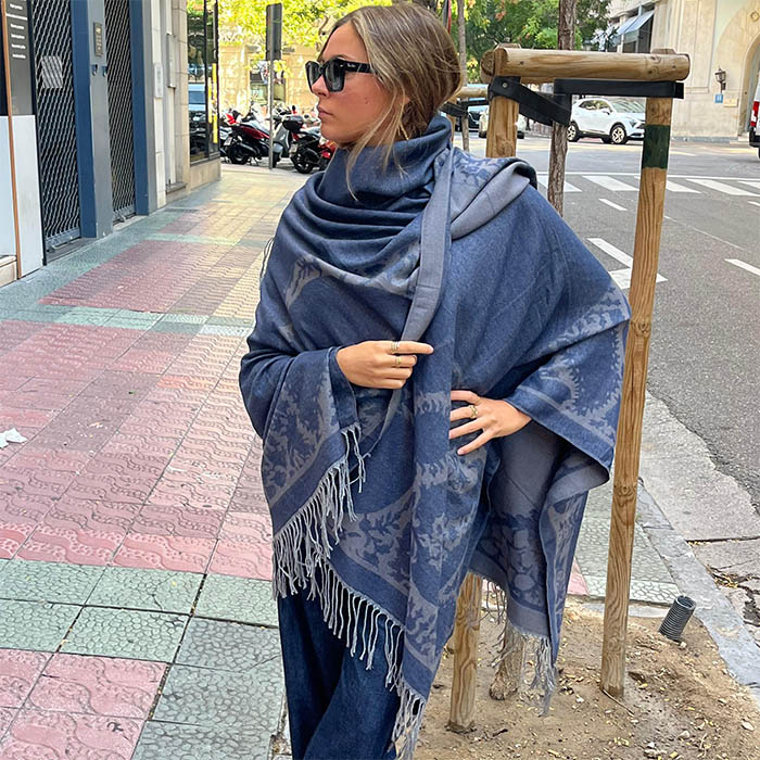 Poncho capa reversible Estampado Azul Julunggul