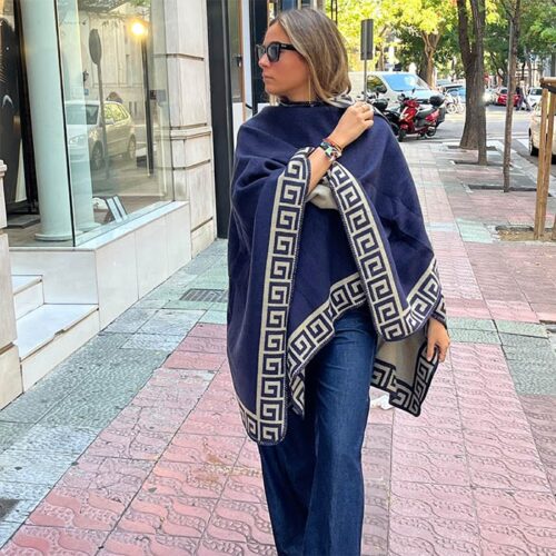 Poncho capa reversible azul marimo y piedra Julunggul copia