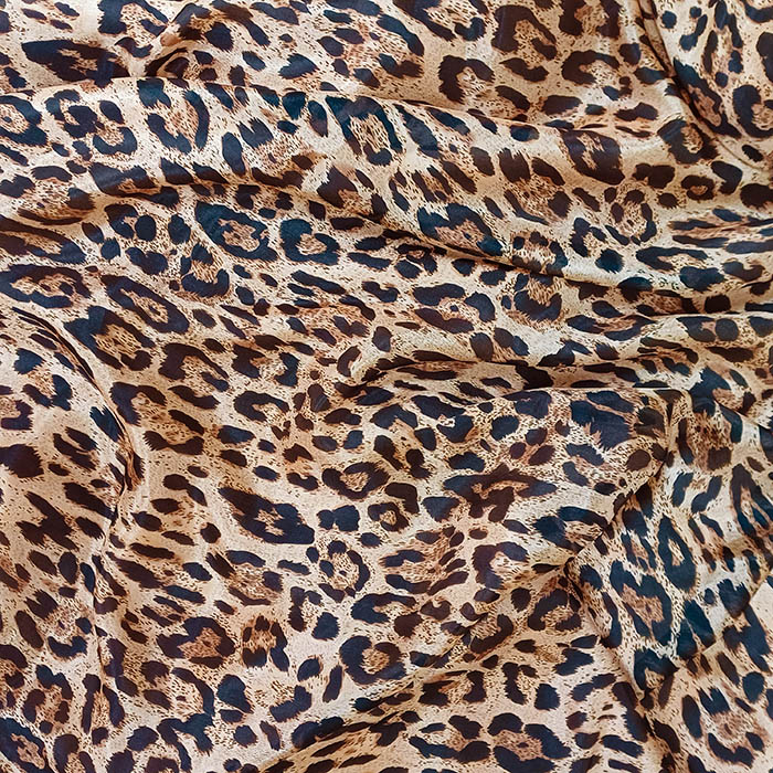 Fular de seda reversible Leopardo cámel Julunggul