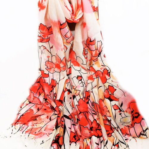 bufanda fular lana beige amapolas julunggul