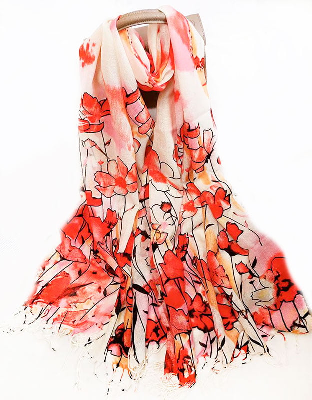 bufanda fular lana beige amapolas julunggul