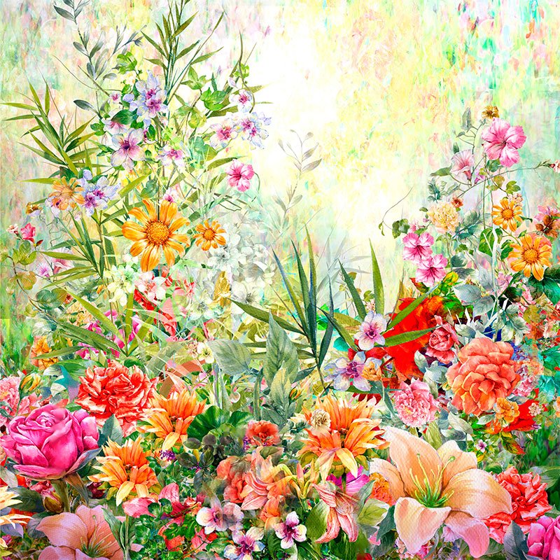 fular de seda panuelo flores beige julunggul