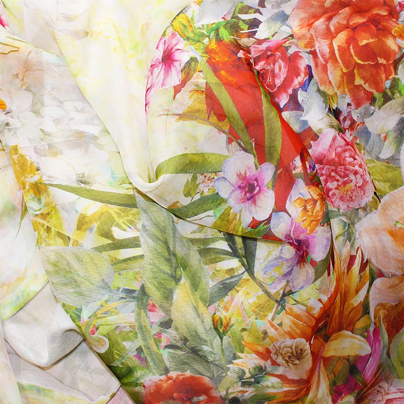 fulares de seda reversibles flores julunggul