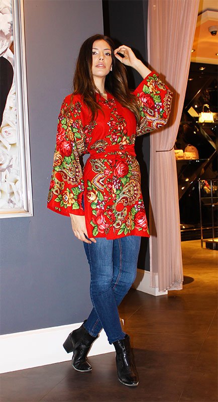 kimono cretona rojo flores 4