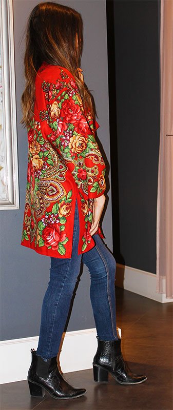 kimono cretona rojo flores 6