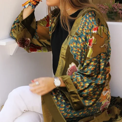 kimono terciopelo devore verde 2