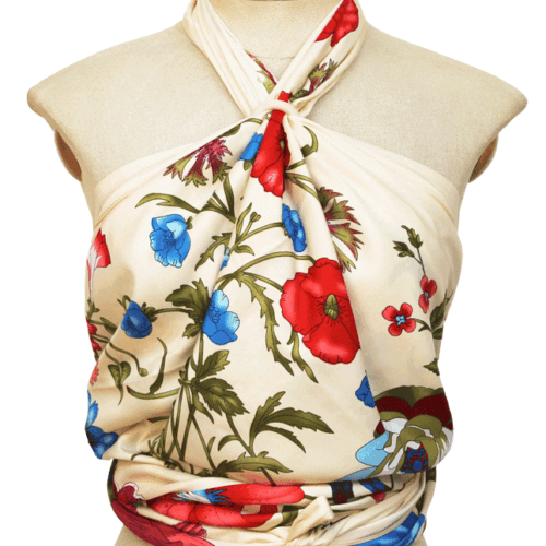 blusa top de seda flores beige julunggul