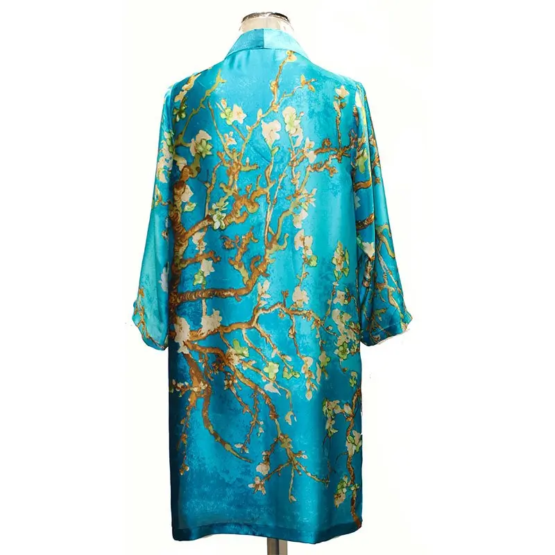 kimono de seda turquesa Van gogh julunggul