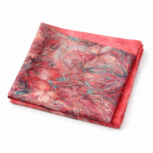 Fular de seda natural rojo coral Julunggul