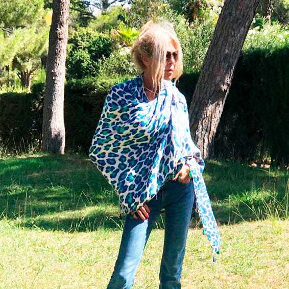 bufanda de leopardo azul y verde de julunggul 1
