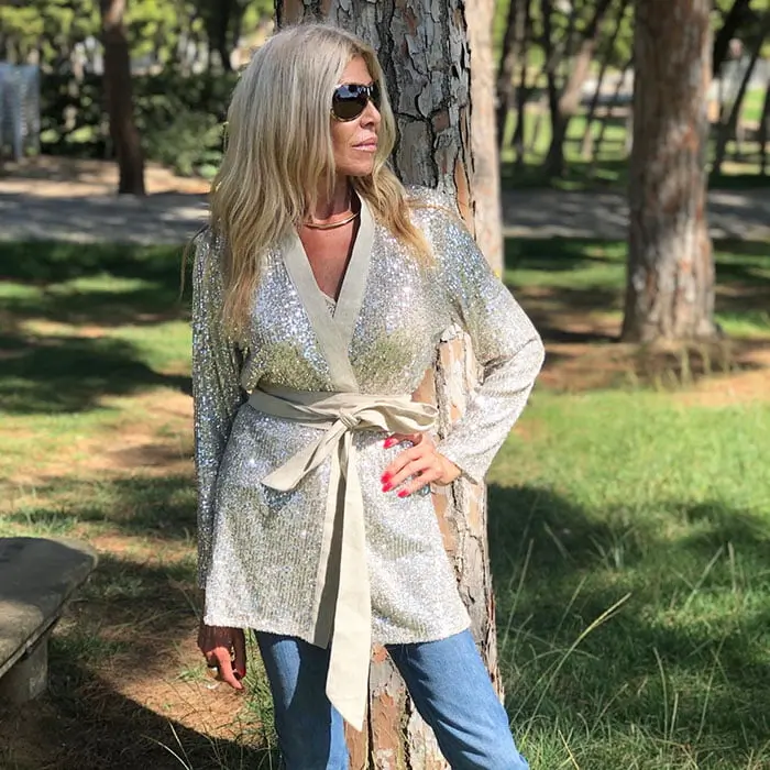 chaqueta de lentejuelas champagne de julunggul