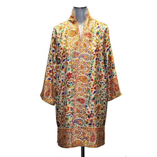 kimono de seda beige estampado de julunggul 2