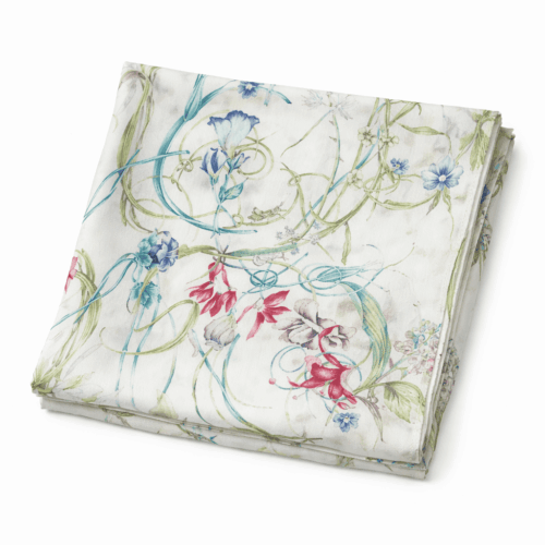 Fular de seda de mujer con forro beige con flores Julunggul