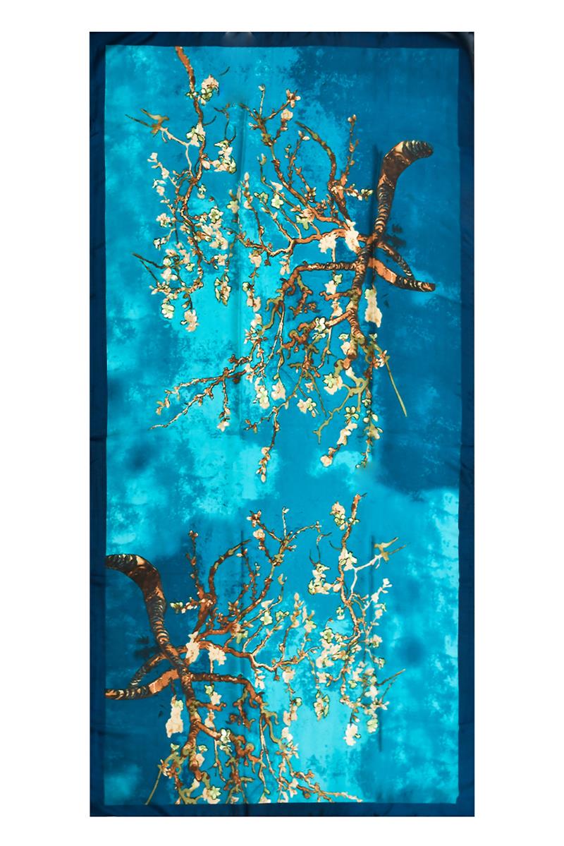 Fular pañuelo de semiseda turquesa Almendro Van Gogh Julunggul