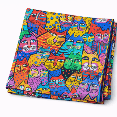 Fular de seda con forro reversible grande Gatos de colores Julunggul