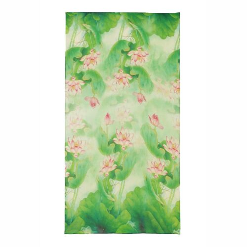 Fular de seda verde y blanco con flores Julunggul
