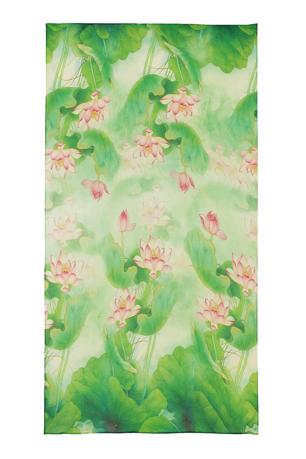 Fular de seda verde y blanco con flores Julunggul