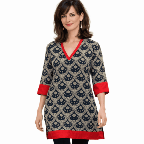 Kaftan de semiseda negro blanco y rojo a medida Julunggul