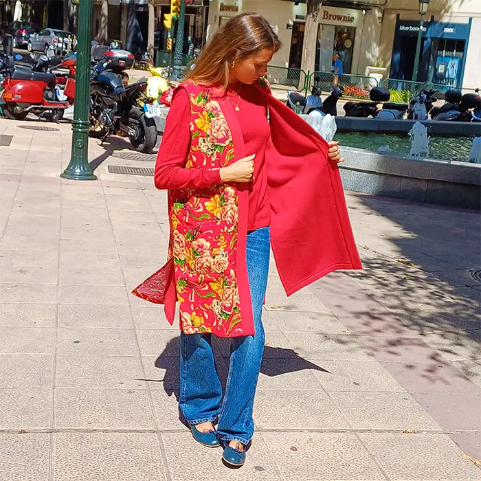 chaleco reversible de flores rojo julunggul