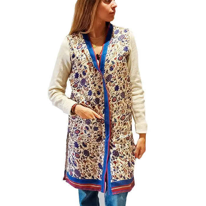 chaleco reversible de terciopelo y semiseda beige julunggul 1