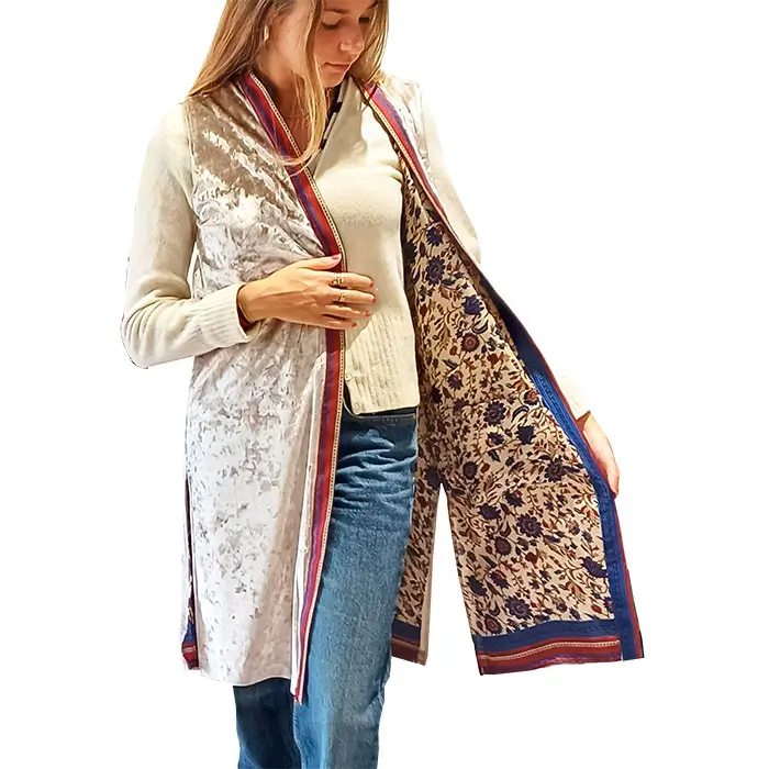 chaleco reversible de terciopelo y semiseda beige julunggul 2