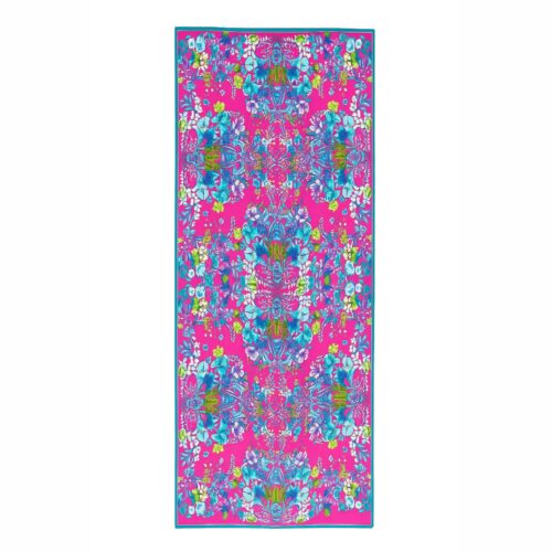 Fular de semiseda Fucsia con flores 1 Julunggul