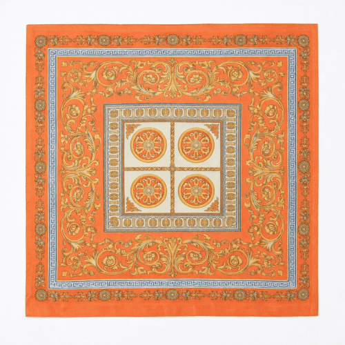Pañuelo de semiseda naranja y oro 70x70 cm Julunggul