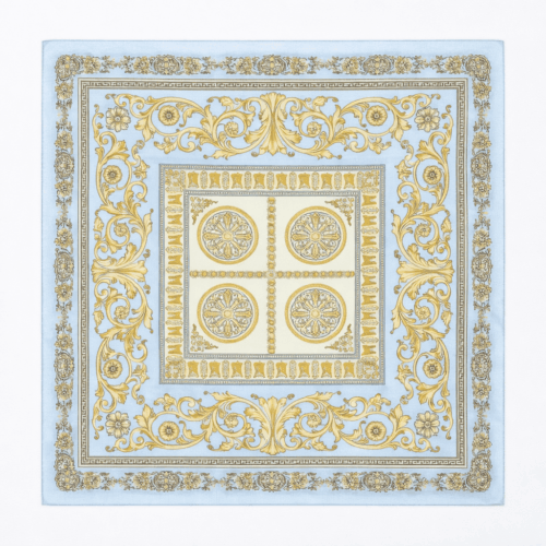 pañuelo de semiseda azul y oro 70x70 cm Julunggul