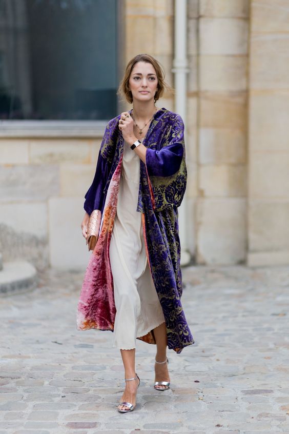 kimono de terciopelo y seda