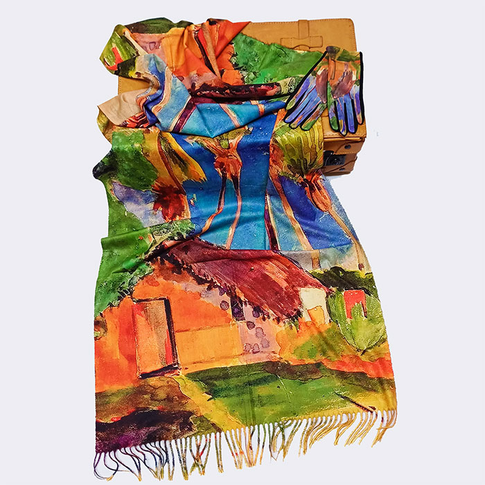 Bufanda tacto cashmere y guantes a juego Pintores