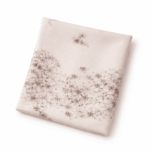 Fular de seda natural con forro beige con florecitas Julunggul