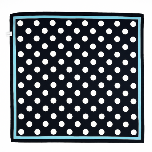 Pañuelo de seda 52x52 cm negro con lunares blancos Julunggul