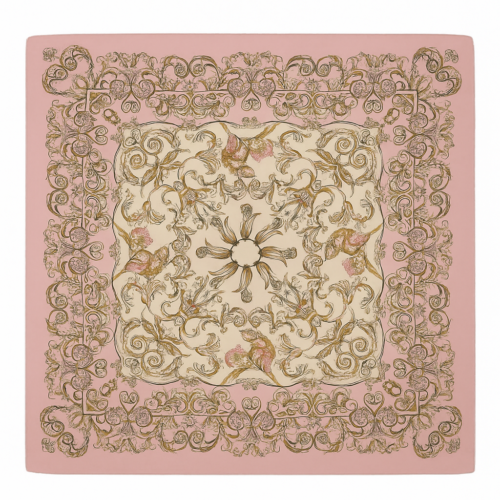 Pañuelo de semiseda 70f0 cm rosa y beige Julunggul