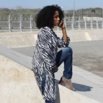 kimono de semiseda cebra blanco y negro julunggul