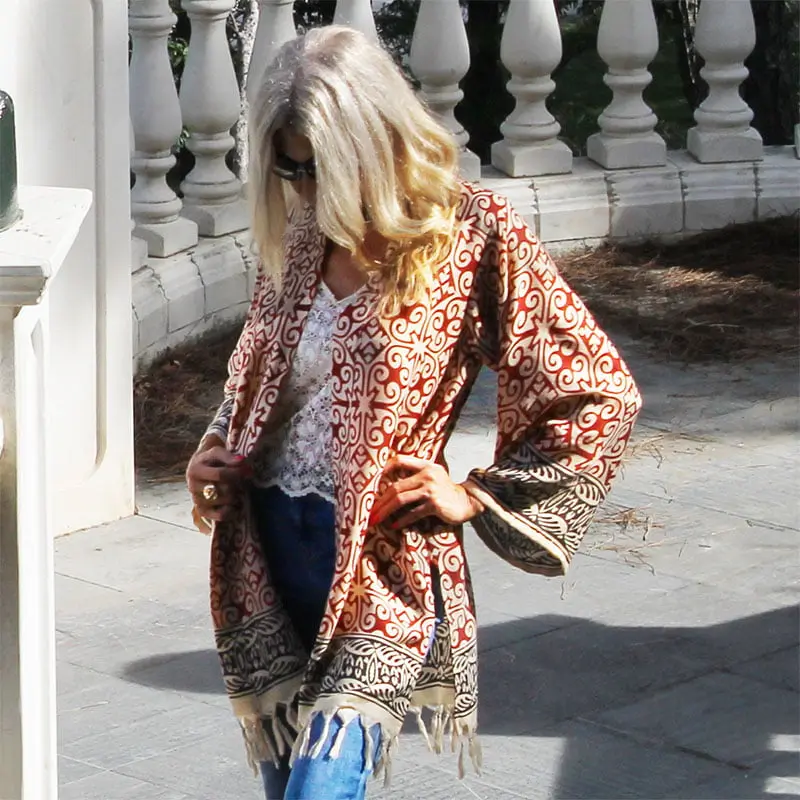 kimono de viscosa de estampado geometrico julunggul