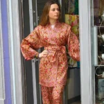 pantalon y kimono de seda flores julunggul