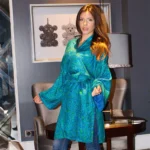 kimono seda turquesa verde