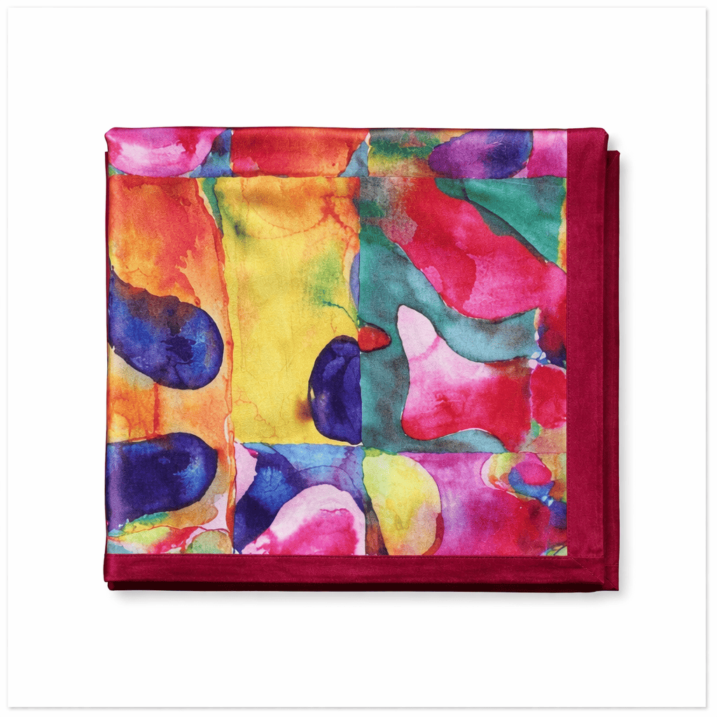 Pañuelo de seda de cuello 52x52 cm colores rojo amarillo 1 Julunggul