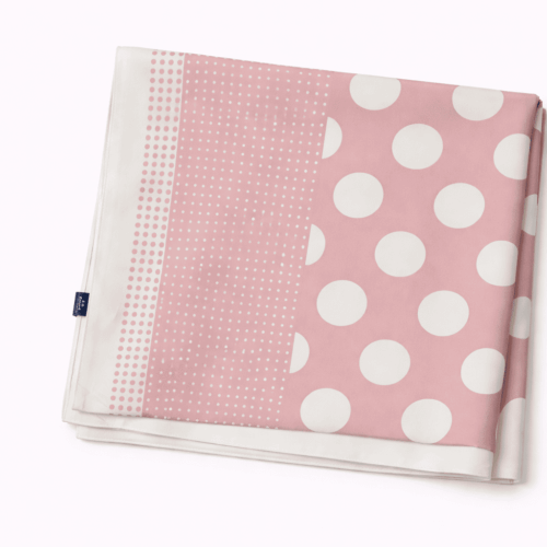 Pañuelo de semi seda rosa con lunares blancos 90x90 cm 1 Julunggul