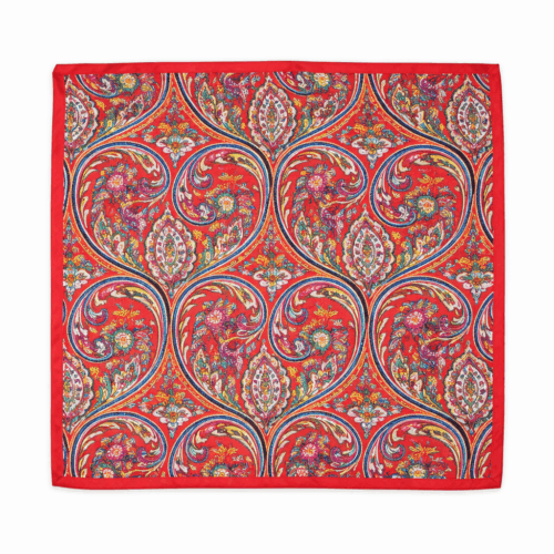 Pañuelo de semiseda rojo con cachemires 70x70 cm Julunggul