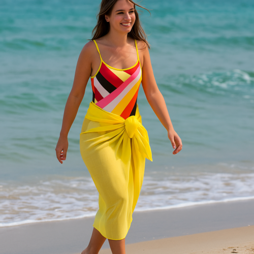 Pareo de algodón y viscosa amarillo 1 Julunggul