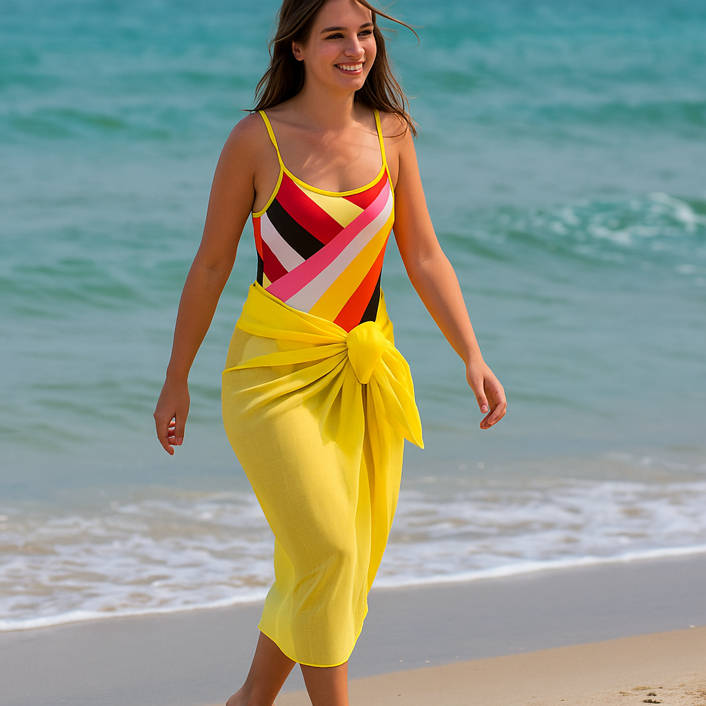 Pareo de algodón y viscosa amarillo 1 Julunggul