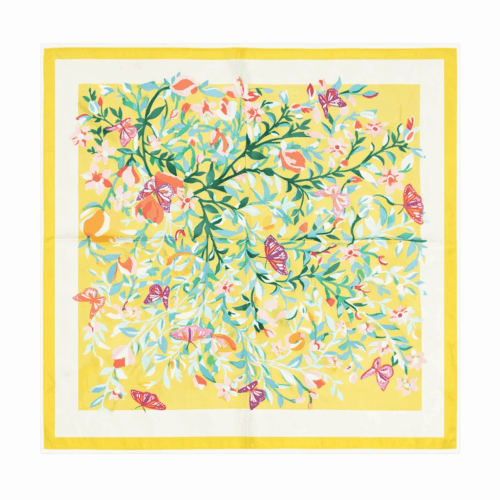 pañuelo de seiseda de cuello blanco y amarillo 70x70 cm Julunggul