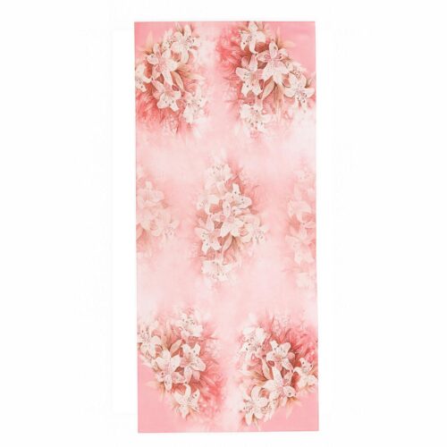 Fular de seda rosa con flores blancas Julunggul