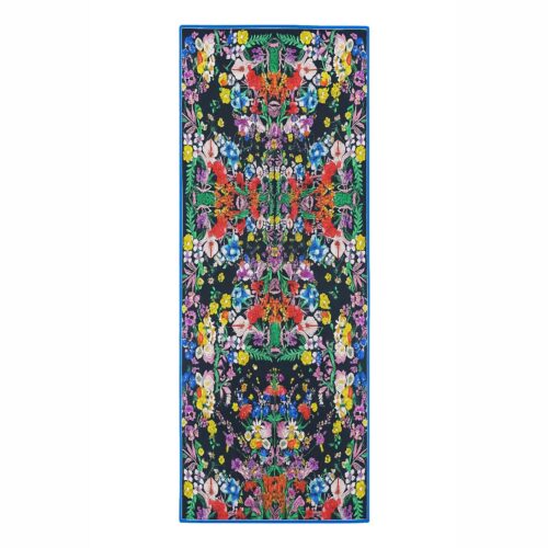 Fular de semiseda negro con flores colores Julunggul