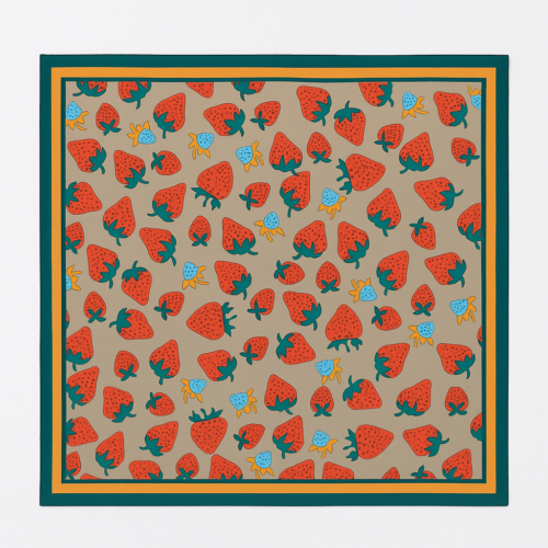 Pañuelo de seda 52x52 cm Fresas Julunggul