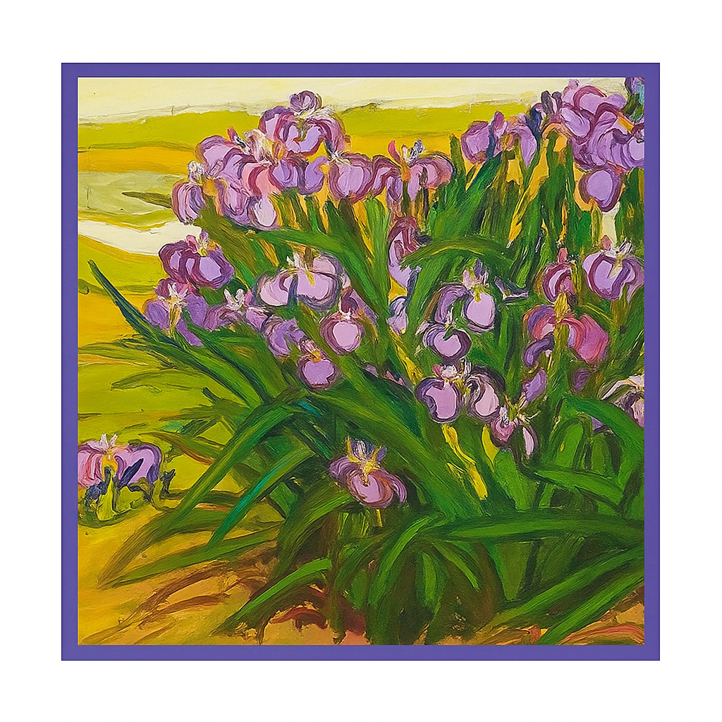 Pañuelo de seda 52x52 cm amarillo, verde y malva 1 Julunggul