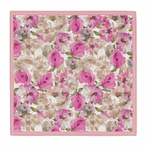 Pañuelo de seda 52x52 cm flores rosas 1 Julunggul