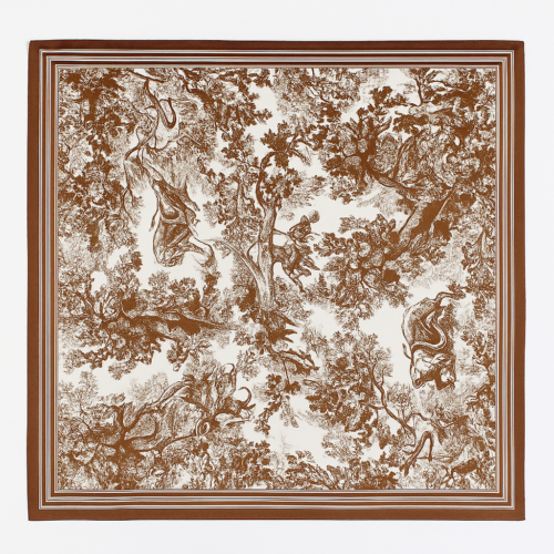 Pañuelo de seda 52x52 cm marron y blanco Julunggul